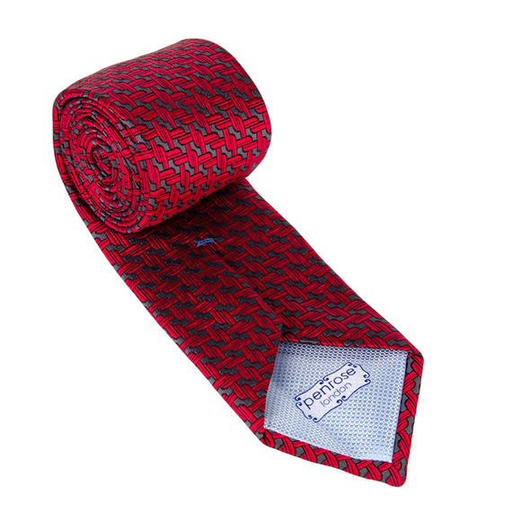 PENROSE DARK GRAY, DARK RED PAISLEY TIE | MENS - Picture 2 of 4